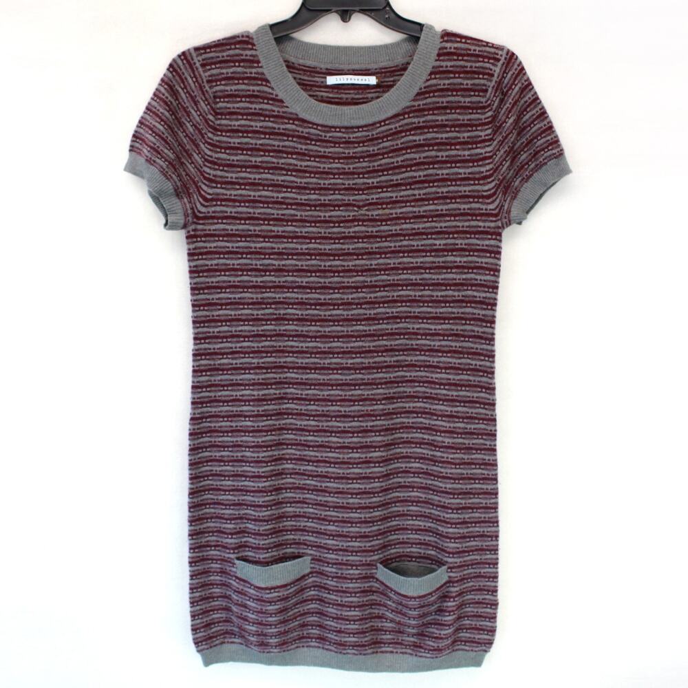 Lily McNeal 2-Ply 100% Cashmere Short Sleeve Sweater with pockets Dress Small